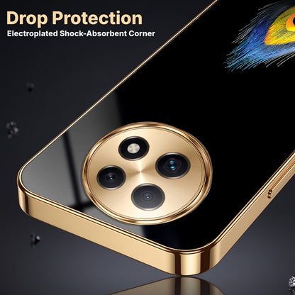 Oppo F29 Pro 5G Multi-Feather Peacock Gold Electroplated Glass Phone Back Case