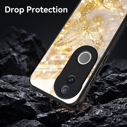 Vivo V50 5G Golden Butterfly Acrylic Glass Back Case