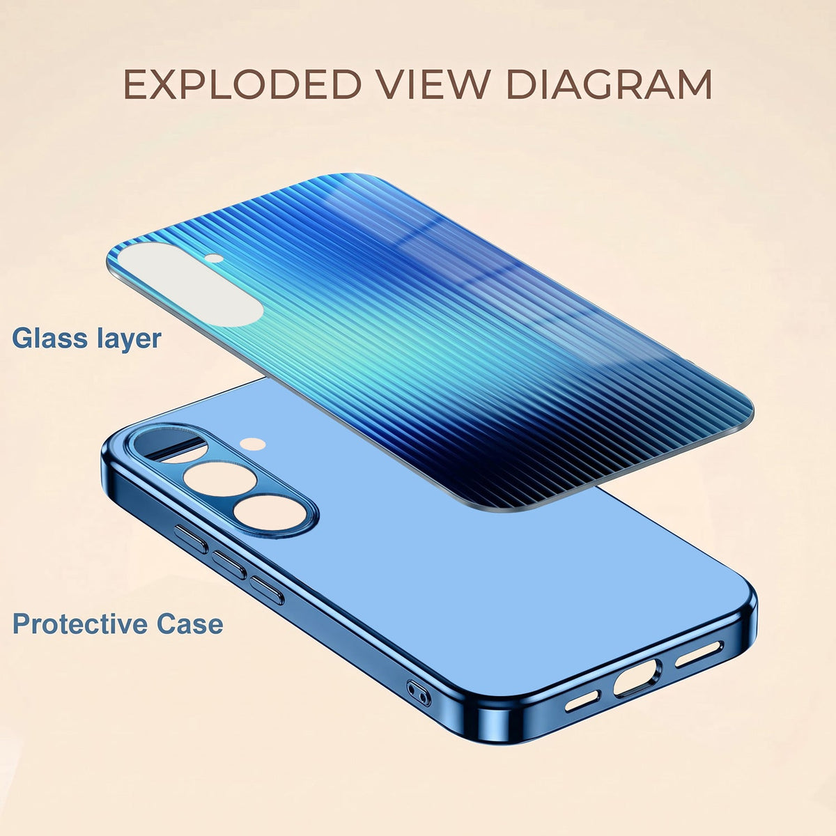 Samsung Galaxy A36 5G Aureon X1 Blue Electroplated Glass Phone Back Case