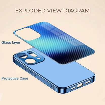 Oppo Reno 14 5G Aureon X1 Blue Electroplated Glass Phone Back Case