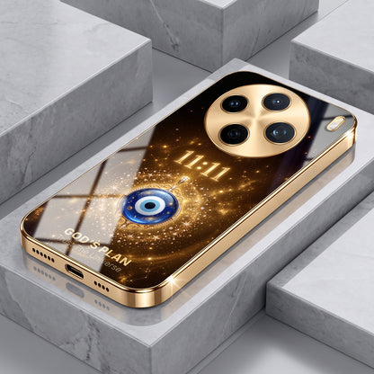 Vivo X200T 5G God’s Plan Evil Eye Gold Electroplated Glass Phone Back Case