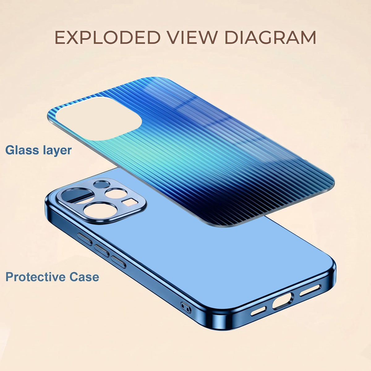 Vivo V70 5G Aureon X1 Blue Electroplated Glass Phone Back Case