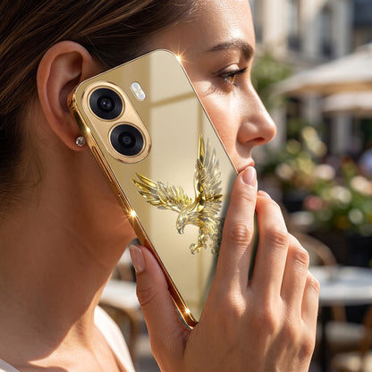 Oppo K14x 5G Golden Eagle Gold Electroplated Glass Phone Back Case