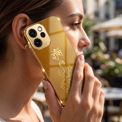 Oppo Reno 15 Pro Mini 5G Shree Lakshmi Divine Gold Electroplated Glass Phone Back Case