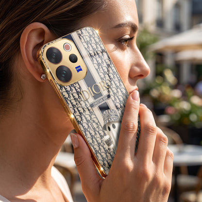 Vivo V70 5G Luxury Dior Gold Electroplated Glass Phone Back Case