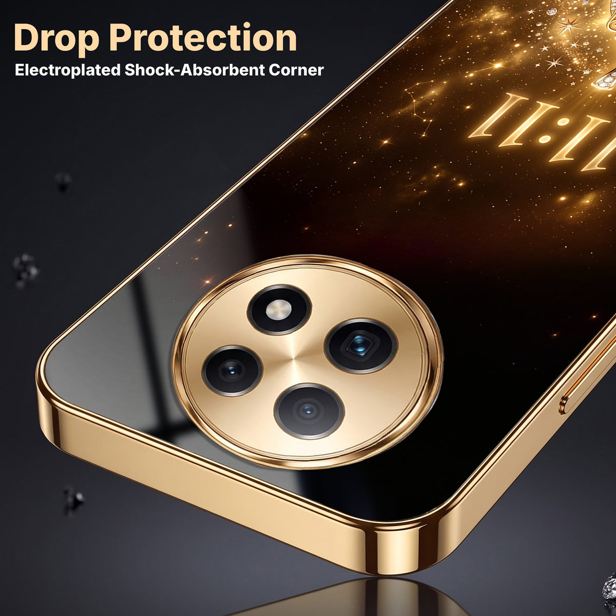 Oppo F29 Pro 5G God’s Plan Evil Eye Gold Electroplated Glass Phone Back Case