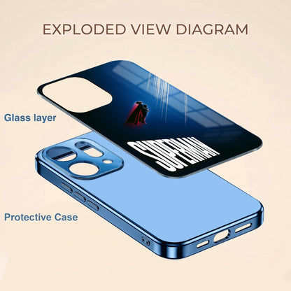 Oppo Reno 14 5G Superman Blue Electroplated Glass Phone Back Case