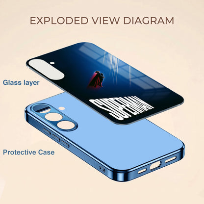 Samsung Galaxy A56 5G Superman Blue Electroplated Glass Phone Back Case