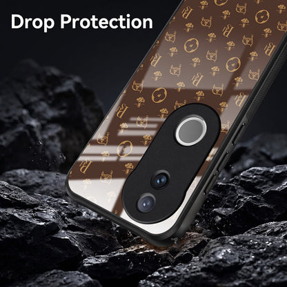 Vivo V50 5G Luxury Monogram Brown Acrylic Glass Back Case