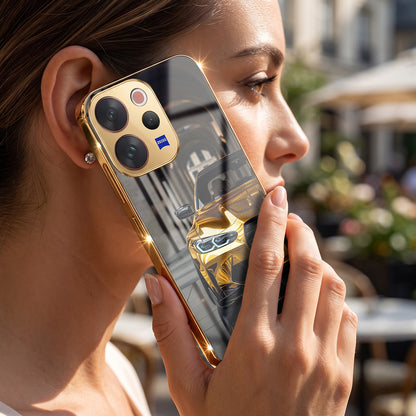 Vivo V70 5G Golden BMW Gold Electroplated Glass Phone Back Case