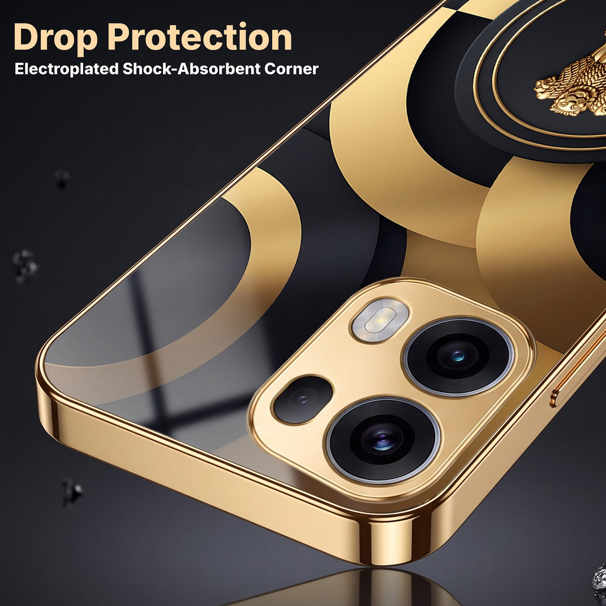 Oppo Reno 13 Pro 5G Royal Emblem Gold Electroplated Glass Phone Back Case