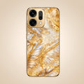 Oppo Reno 14 5G Golden Feather Marble Gold Electroplated Glass Phone Back Case