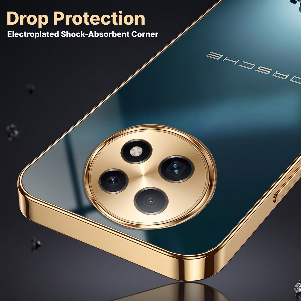 Oppo F29 Pro 5G Porsche Luxury Gold Electroplated Glass Phone Back Case