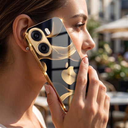 Oppo K14x 5G Luxury Wave Gold Electroplated Glass Phone Back Case