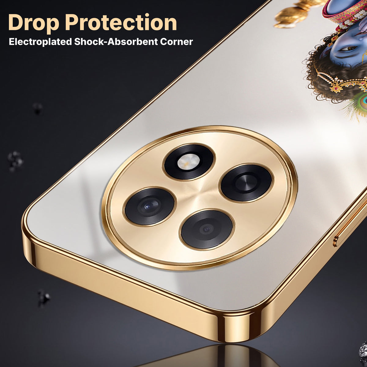 Oppo F31 Pro+ 5G Bal Krishna Blessings Gold Electroplated Glass Phone Back Case
