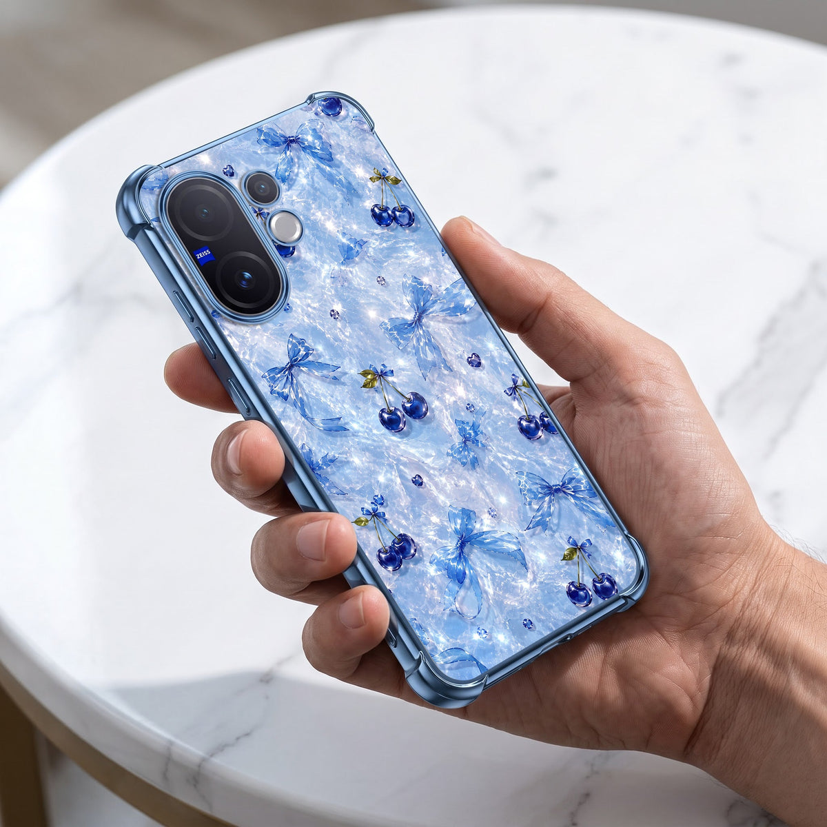 Vivo V60 5G Blue Cherry Airbags Printed Back Case