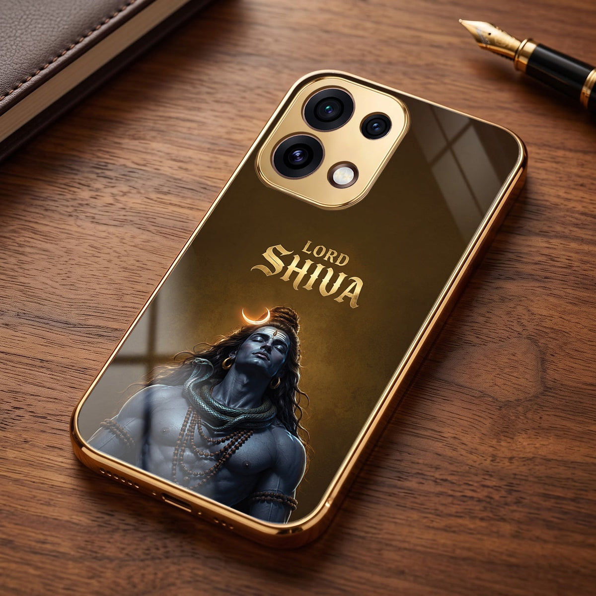 Oppo Reno 16C 5G Lord Shiva Gold Electroplated Glass Phone Back Case