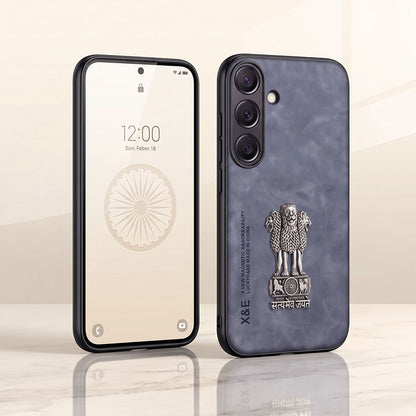 Samsung Galaxy A55 5G Metal Emblem Satyamev Jayate Comfortable Sheepskin Phone Case