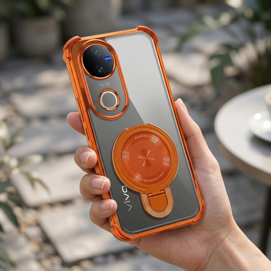 Vivo V50 5G Invincible Bracket Ring Stand Airbag Cosmic Orange Case