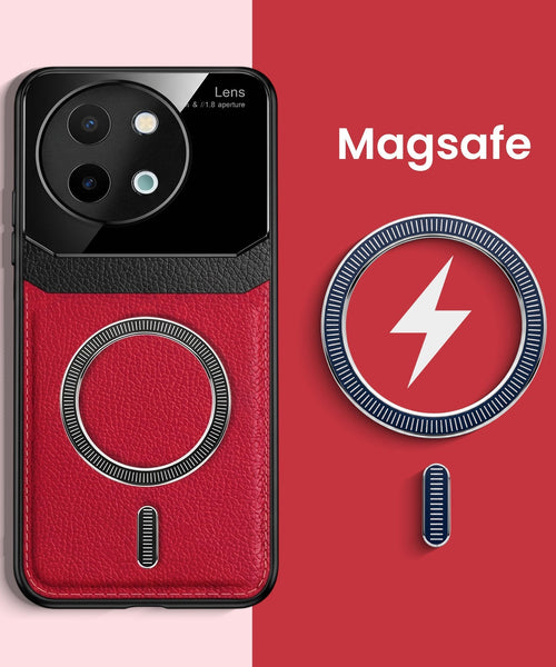 Vivo Y58 5G Premium Magsafe Magnetic Leather Lens Protective Case
