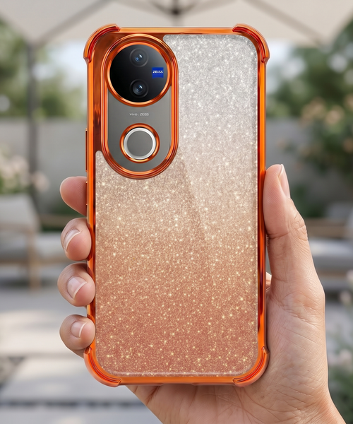 Vivo V50 5G Luxury Shockproof Shimmer Airbag Cosmic Orange Case