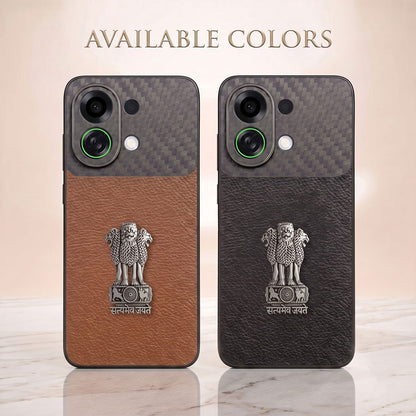 Oppo K13 Turbo 5G Satyamev Jayate Carbon Fiber Leather Hybrid Phone Case