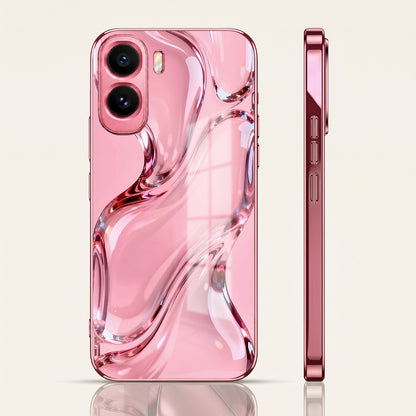 Vivo T5 Pro 5G Crystal Wave Energy Pink Electroplated Glass Phone Back Case