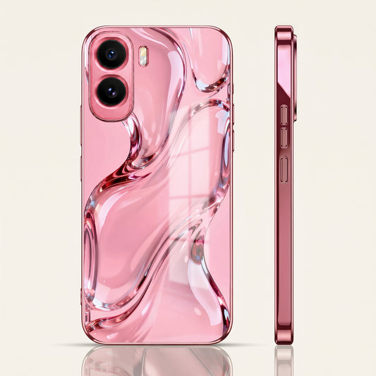 Vivo T5 Pro 5G Crystal Wave Energy Pink Electroplated Glass Phone Back Case