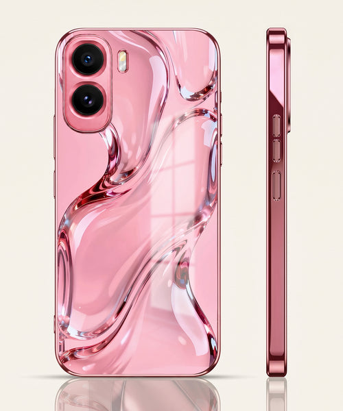 Vivo T5 Pro 5G Crystal Wave Energy Pink Electroplated Glass Phone Back Case