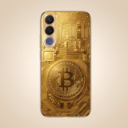Vivo V70 FE 5G Bitcoin Gold Electroplated Glass Phone Back Case
