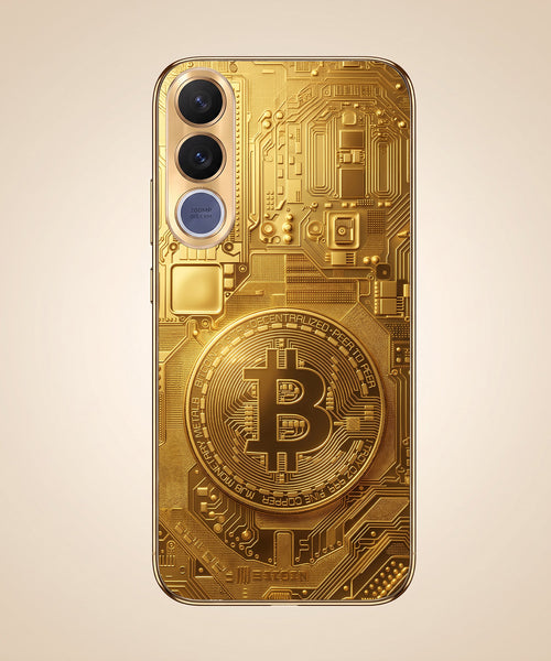 Vivo V70 FE 5G Bitcoin Gold Electroplated Glass Phone Back Case