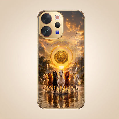 Vivo V70 5G Celestial Seven Horses Gold Electroplated Glass Phone Back Case