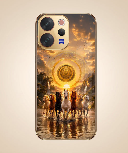 Vivo V70 5G Celestial Seven Horses Gold Electroplated Glass Phone Back Case
