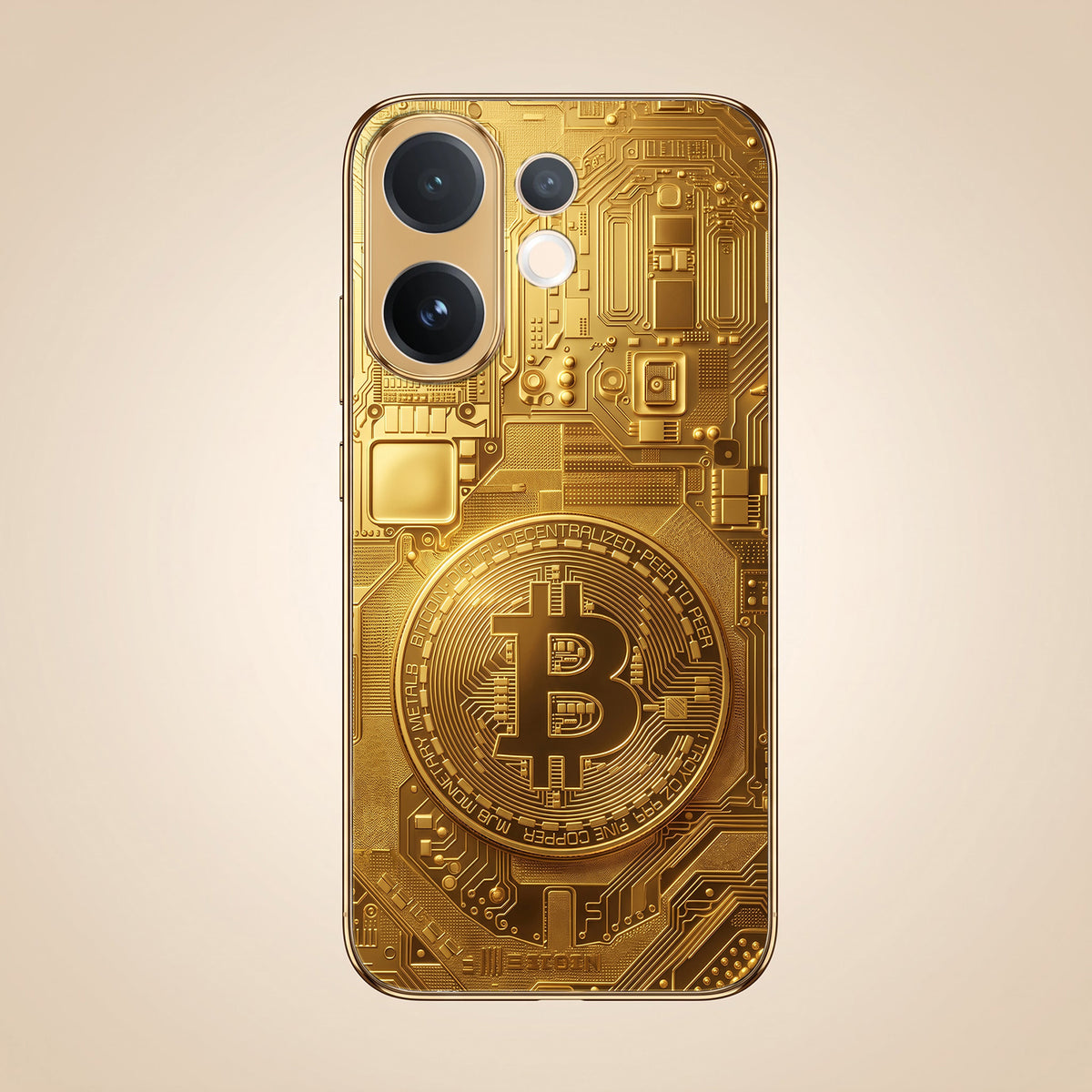 Vivo V60e 5G Bitcoin Gold Electroplated Glass Phone Back Case