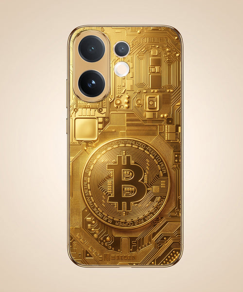 Vivo V60e 5G Bitcoin Gold Electroplated Glass Phone Back Case
