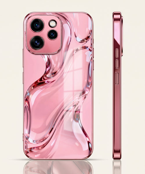Oppo Reno 15 Pro 5G Crystal Wave Energy Pink Electroplated Glass Phone Back Case