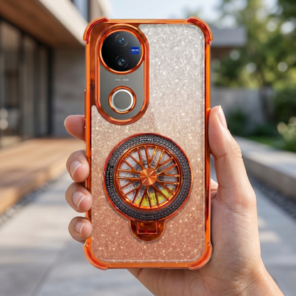 Vivo V50 5G Stress Buster Wheel Rotating Shimmer Airbag Cosmic Orange Case