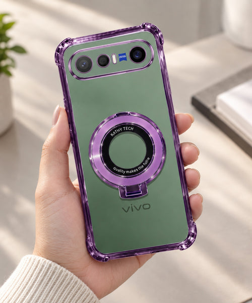 Vivo X300 FE 5G Original Luxury Magnifier Ring Stand Shockproof Airbags Corner Case