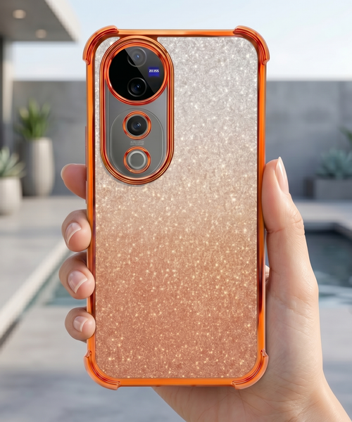 Vivo V40 Pro 5G Luxury Shockproof Shimmer Airbag Cosmic Orange Case