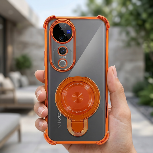 Vivo V40 Pro 5G Invincible Bracket Ring Stand Airbag Cosmic Orange Case