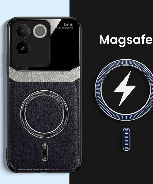 Vivo T2 Pro 5G Premium Magsafe Magnetic Leather Lens Protective Case