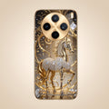 Vivo X200T 5G Luxury Horse Texture Gold Electroplated Glass Phone Back Case