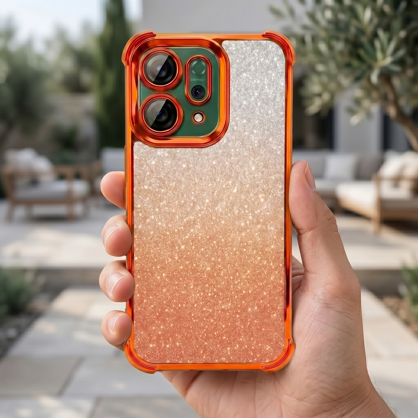 Oppo Reno 14 5G Luxury Shockproof Shimmer Airbag Cosmic Orange Case