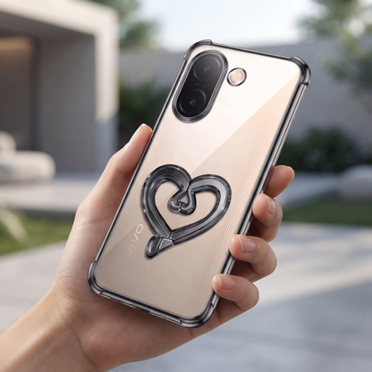 Vivo V60e 5G Premium Heart Transparent Shockproof Airbag Phone Case