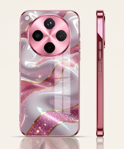 Oppo Find X8 5G Pearl Marble Pink Electroplated Glass Phone Back Case