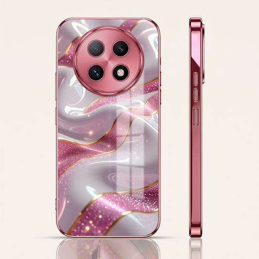 Oppo F29 Pro 5G Pearl Marble Pink Electroplated Glass Phone Back Case