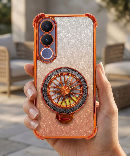 Vivo V70 FE 5G Stress Buster Wheel Rotating Shimmer Airbag Cosmic Orange Case