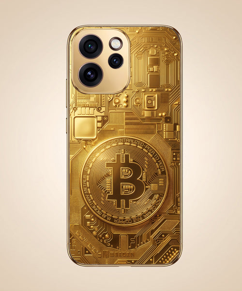 Oppo Reno 15 Pro Mini 5G Bitcoin Gold Electroplated Glass Phone Back Case