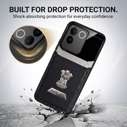 Vivo T2 Pro 5G Satyamev Jayate 2-in-1 Emblem Leather Lens Protective Back Case