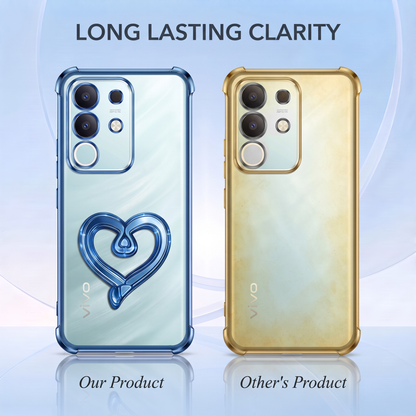 Vivo T4x 5G Premium Heart Transparent Shockproof Airbag Phone Case